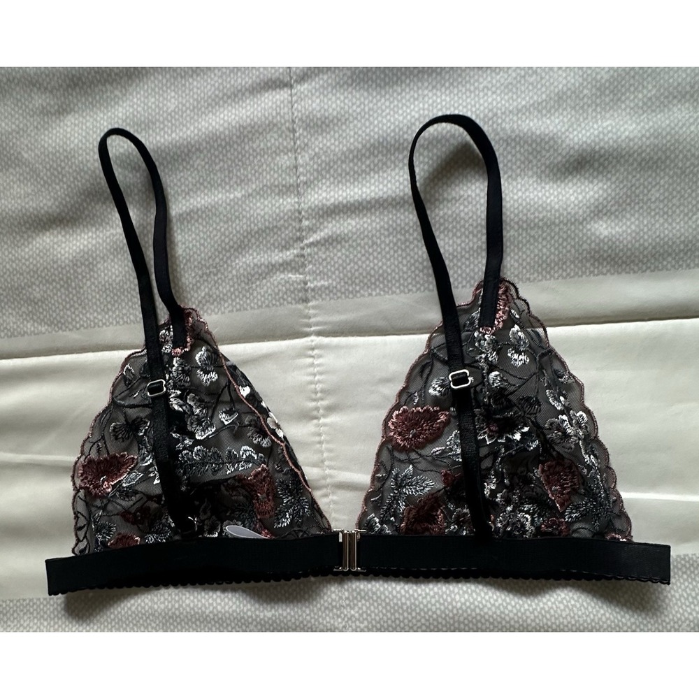 Bydee Amber bralette Embroidered Black Floral Size Large May Run Small - Picture 5 of 10